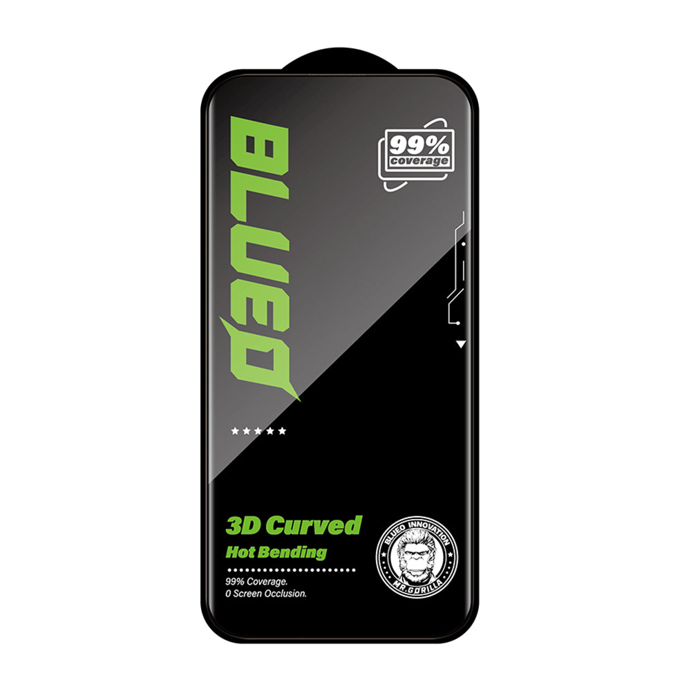 Blueo Curved Edge HD Applicator Screen Protector for Apple iPhone 18 Pro / 17 Pro / 17 / 16 Pro, Tempered Glass, Full Glue, 3D, Black