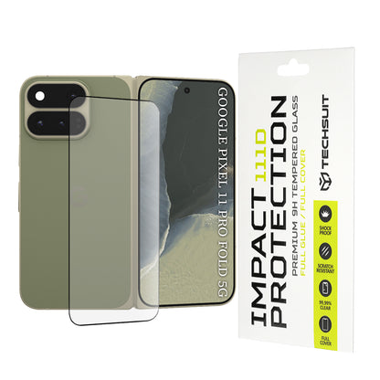 Techsuit Exterior Screen Protector for Google Pixel 11 Pro Fold, Tempered Glass, Full Glue, 111D, Black