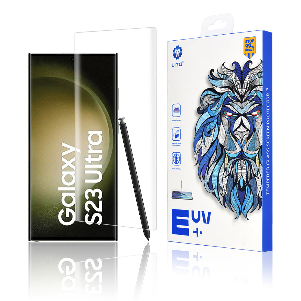 Lito Screen Protector Film for Samsung Galaxy S23 Ultra S918, Tempered Glass, UV Glue, 3D