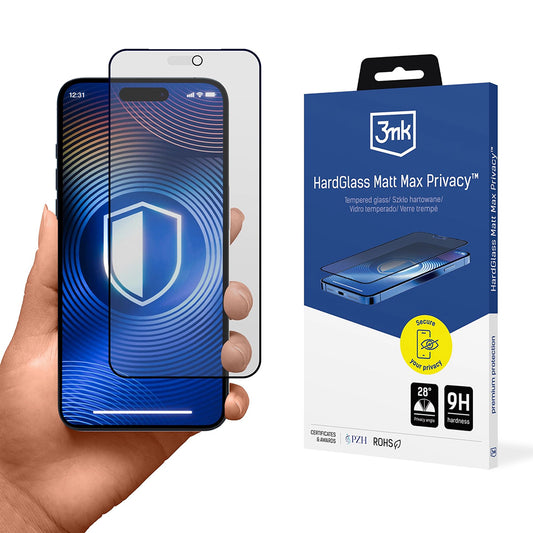 Matte Privacy Screen Protector 3MK Max for Apple iPhone 18 Pro Max, Tempered Glass, Full Glue