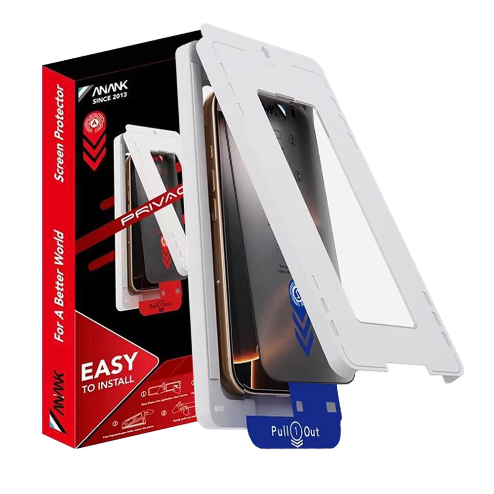 Anank 2X Reinforced Privacy Screen Protector for Apple iPhone 15, Tempered Glass, Full Glue, 2.5D