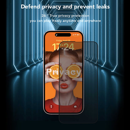 Anank 3X Reinforced Privacy Screen Protector for Apple iPhone 17e / 16e / 14 / 13 Pro, Tempered Glass, Full Glue, 2.5D