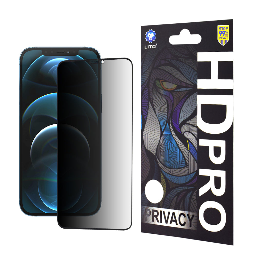 Privacy Screen Protector Film Lito HD Pro for Apple iPhone 12 Pro Max, Tempered Glass, Full Glue