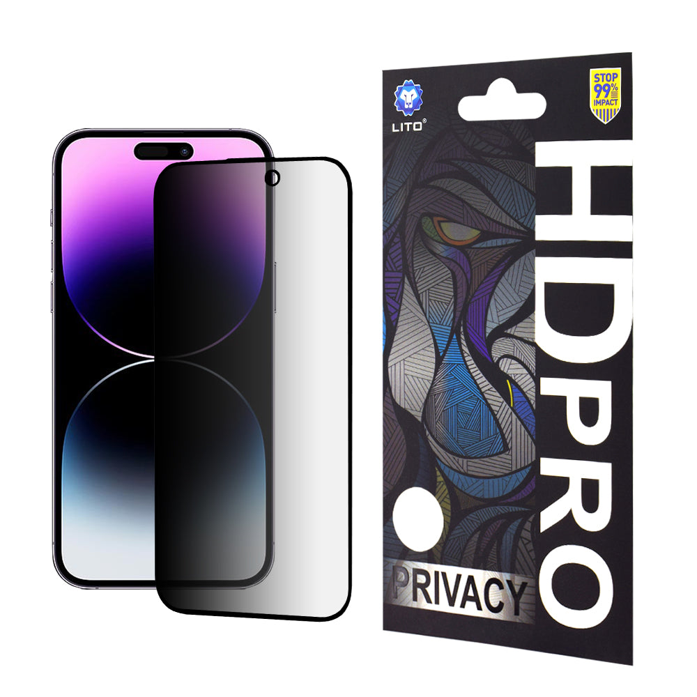 Privacy Screen Protector Lito HD Pro for Apple iPhone 14 Pro Max, Tempered Glass, Full Glue