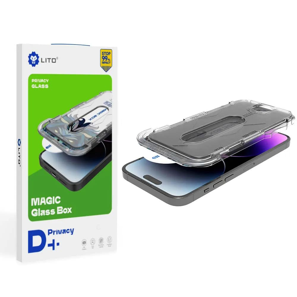Privacy Screen Protector Lito Magic Glass Box D+ Tools for Apple iPhone 11 / XR, Tempered Glass, Full Glue
