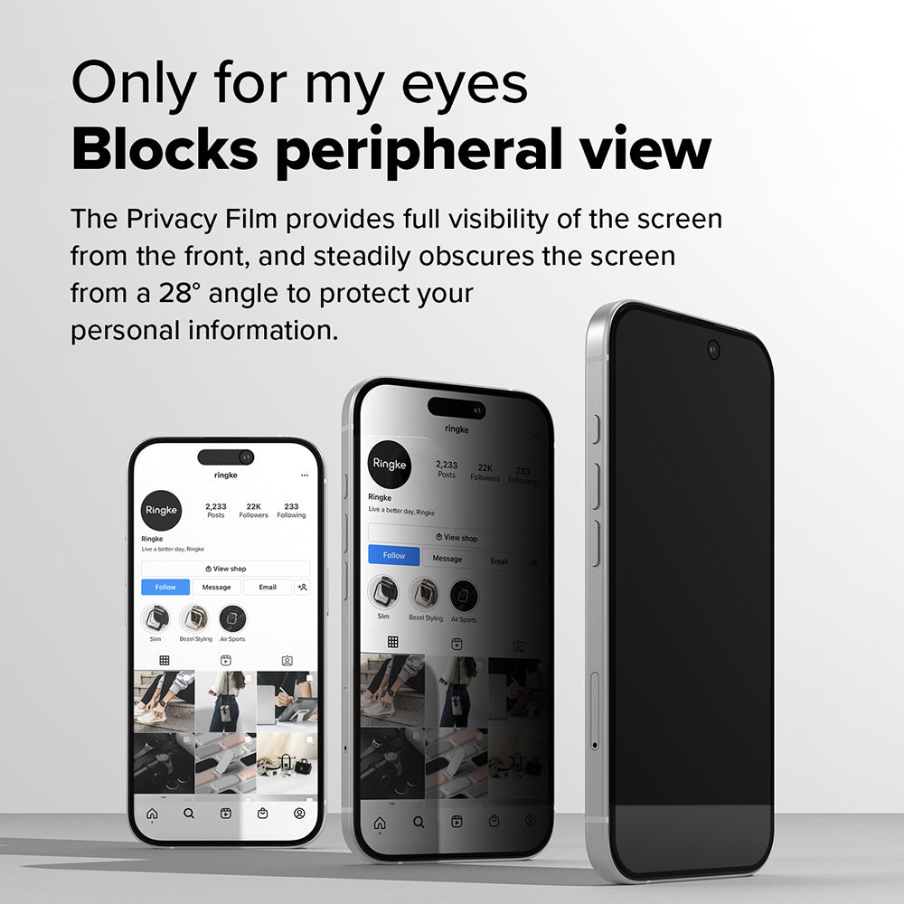 Ringke Easy Slide Privacy Screen Protector for Apple iPhone 16 Plus / 15 Plus, Tempered Glass, Full Glue, Set of 2 Pieces