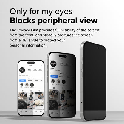 Ringke Easy Slide Privacy Screen Protector for Apple iPhone 16 Plus / 15 Plus, Tempered Glass, Full Glue, Set of 2 Pieces