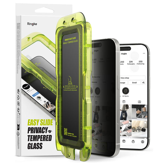Privacy Screen Protector Ringke Easy Slide for Apple iPhone 17 Pro, Tempered Glass, Full Glue, Set of 2 pieces