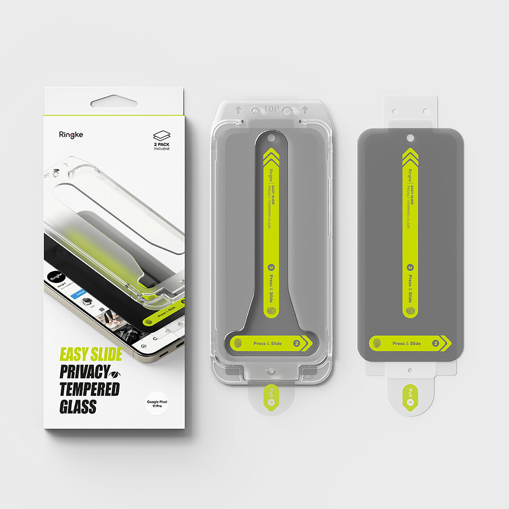 Ringke Easy Slide Privacy Screen Protector for Google Pixel 11 Pro / 10 Pro / 9 Pro, Tempered Glass, Full Glue, Set of 2 pieces