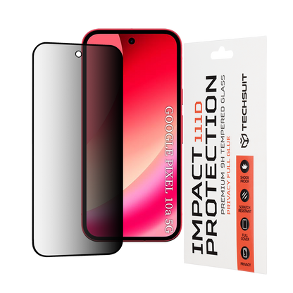 Privacy Techsuit Screen Protector for Google Pixel 10a, Tempered Glass, Full Glue, 111D
