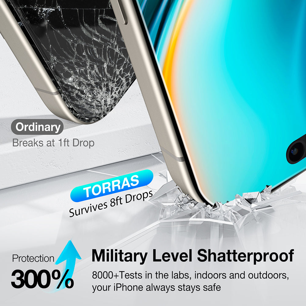 Privacy Screen Protector Torras GlassGo Install Master for Apple iPhone 16 Pro, Tempered Glass, Full Glue