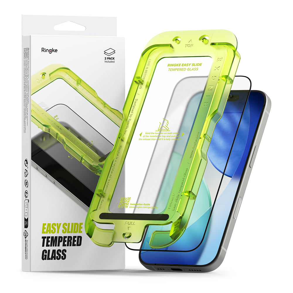 Ringke Easy Slide Screen Protector for Apple iPhone 17 Pro Max, Tempered Glass, Full Glue, Set of 2 pieces