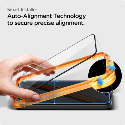 Spigen GlastR Align Master Screen Protector for Apple iPhone 15, Tempered Glass, Full Glue, Set of 2 pieces, Black AGL06906
