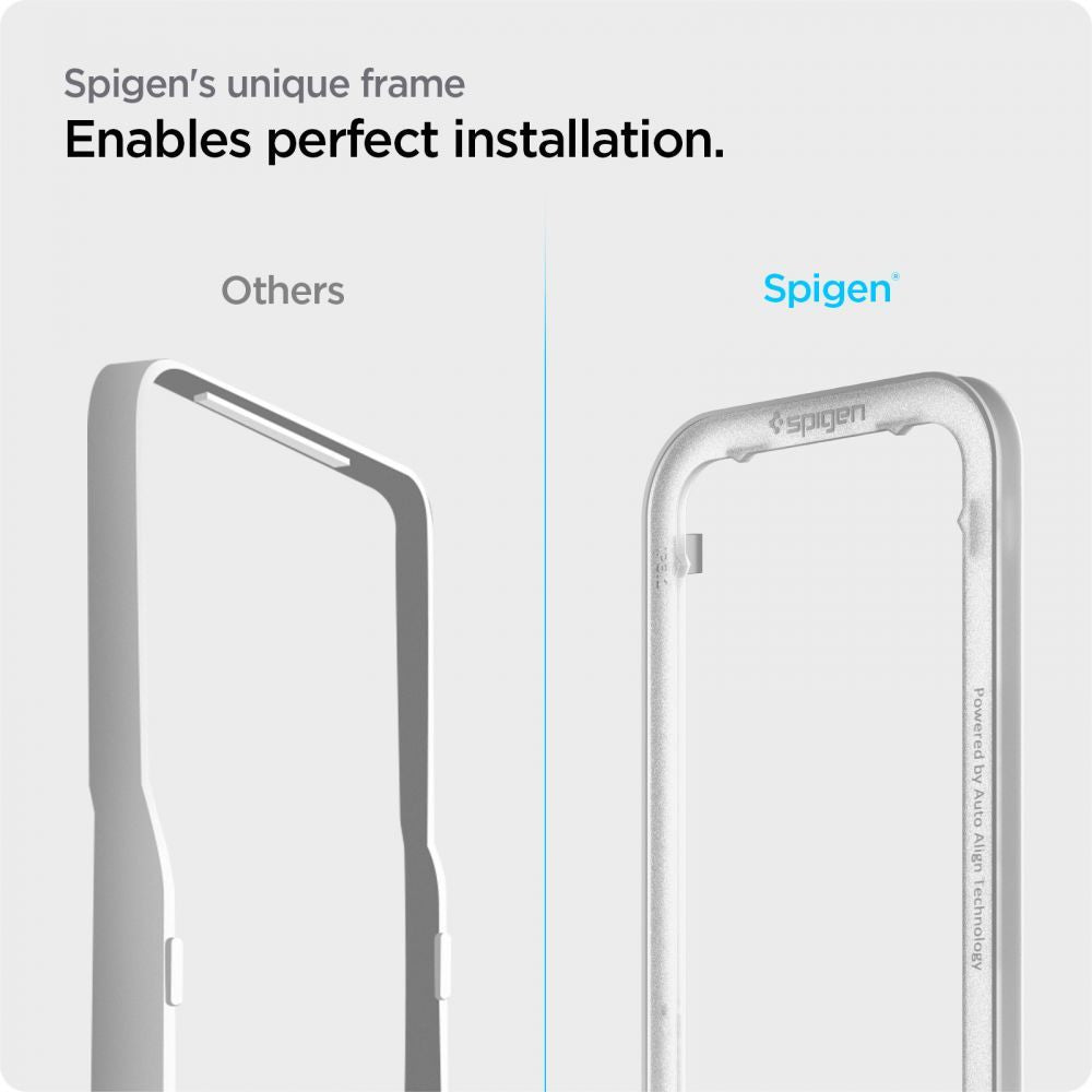 Spigen GlastR Align Master Screen Protector for Apple iPhone 17e / 16e / 14 / 13 Pro, Tempered Glass, Full Glue, Black AGL03725