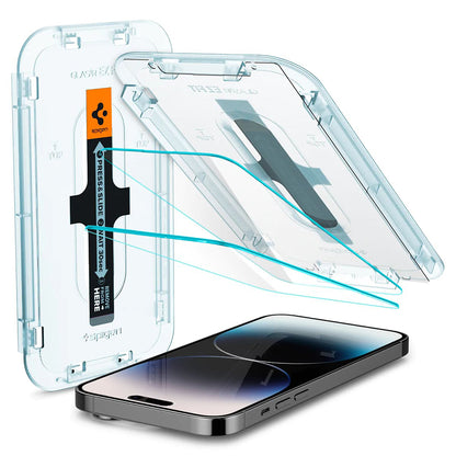 Spigen GlastR EZ FIT Screen Protector for Apple iPhone 14 Pro, Tempered Glass, Full Glue, Set of 2 Pieces