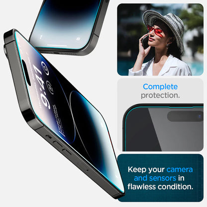 Spigen GlastR EZ FIT Screen Protector for Apple iPhone 14 Pro, Tempered Glass, Full Glue, Set of 2 Pieces