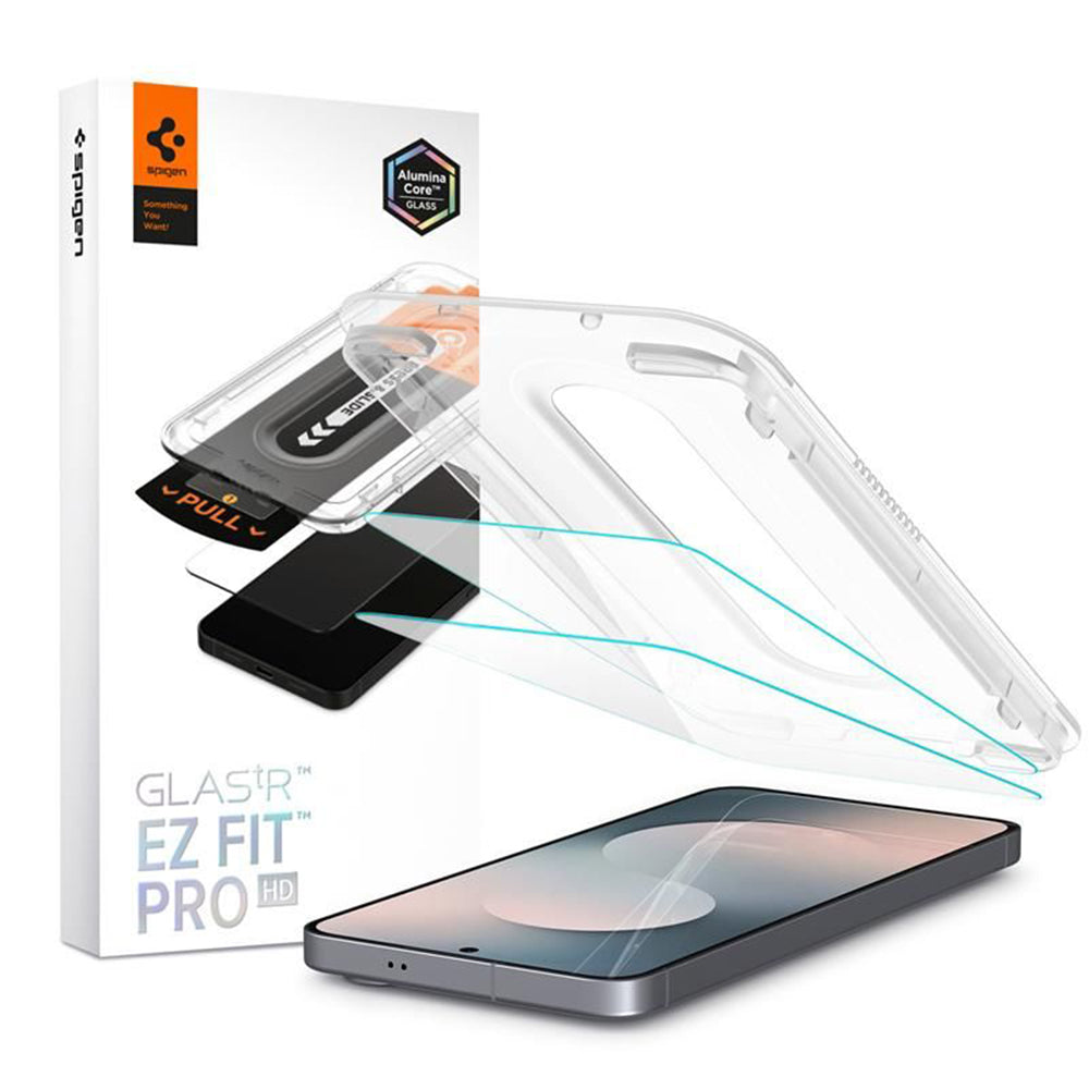 Spigen GlastR EZ FIT Pro HD Screen Protector for Samsung Galaxy S25 FE, Tempered Glass, Full Glue, Set of 2 pieces AGL10202