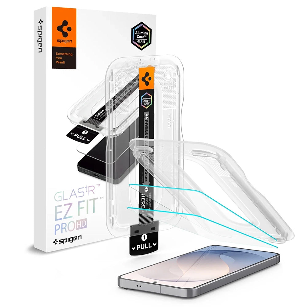 Spigen GlastR EZ FIT Pro HD Screen Protector for Samsung Galaxy S26 FE S741, Tempered Glass, Full Glue, Set of 2 pieces AGL11811