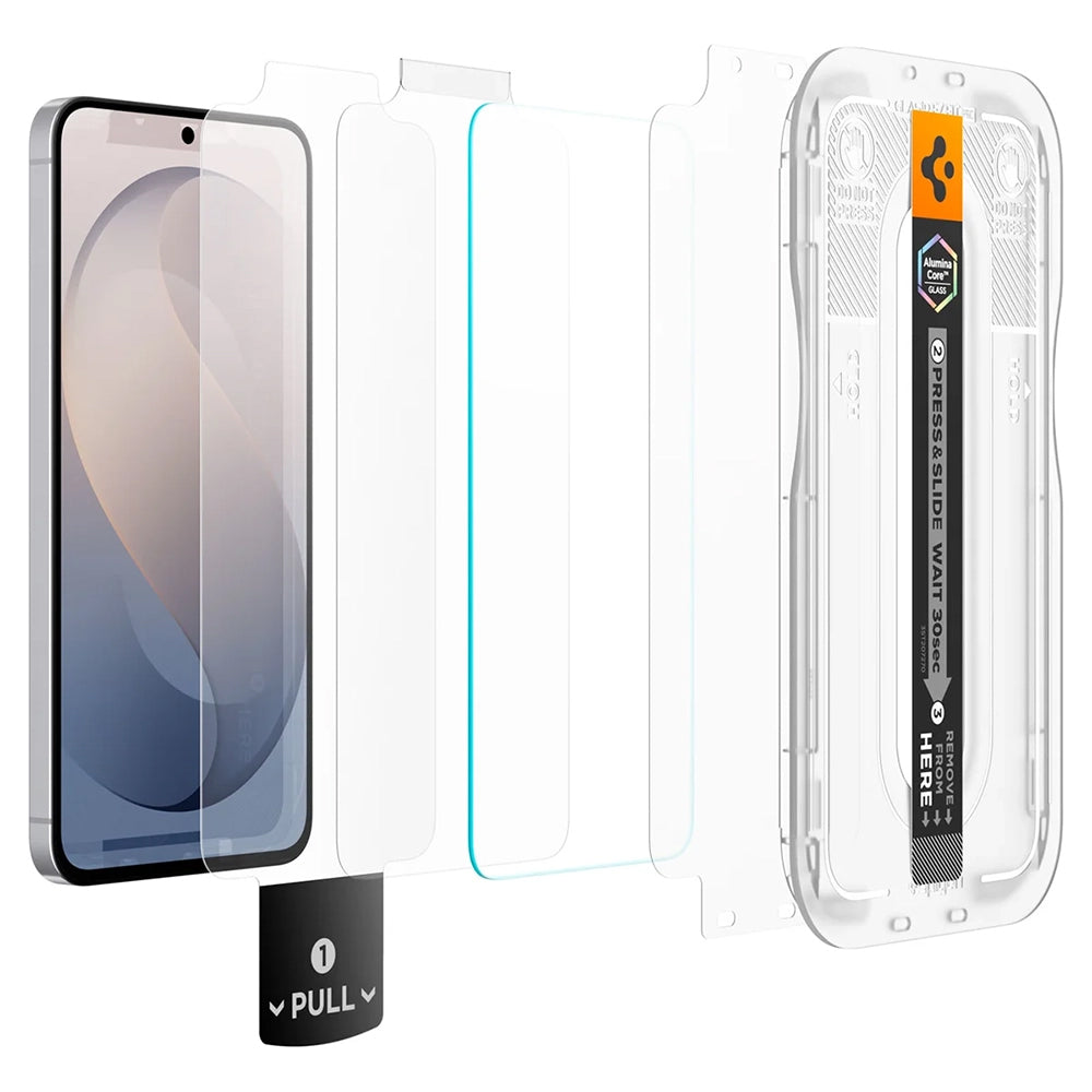 Spigen GlastR EZ FIT Pro HD Screen Protector for Samsung Galaxy S26 FE S741, Tempered Glass, Full Glue, Set of 2 pieces AGL11811