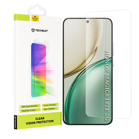 Techsuit Clear Vision Screen Protector for Honor Magic8 Lite, Tempered Glass, Full Glue