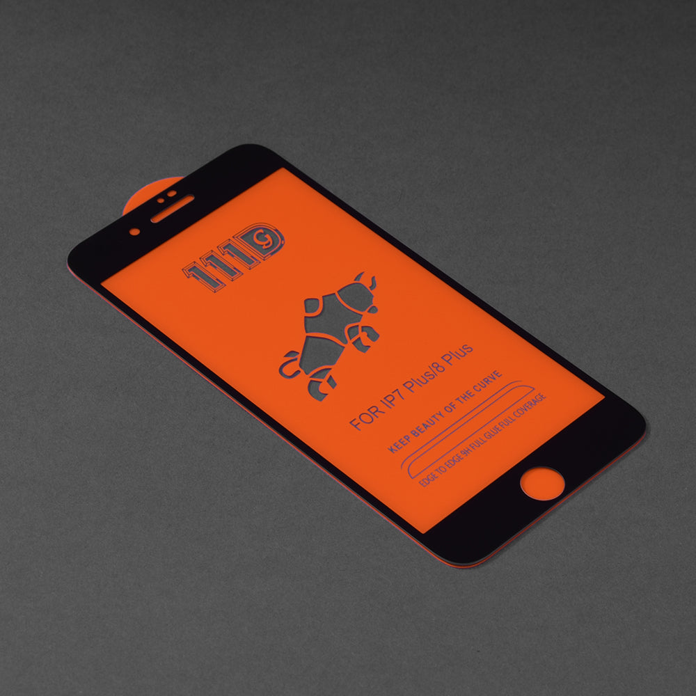 Techsuit Screen Protector Film for Apple iPhone 8 Plus / 7 Plus, Tempered Glass, Full Glue, 111D, Black