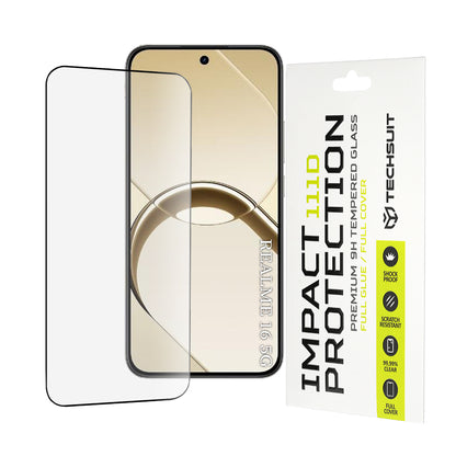 Techsuit Screen Protector for Realme 16, Tempered Glass, Full Glue, 111D, Black