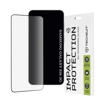 Techsuit Screen Protector for Samsung Galaxy S26 S942, Tempered Glass, Full Glue, 111D, Black