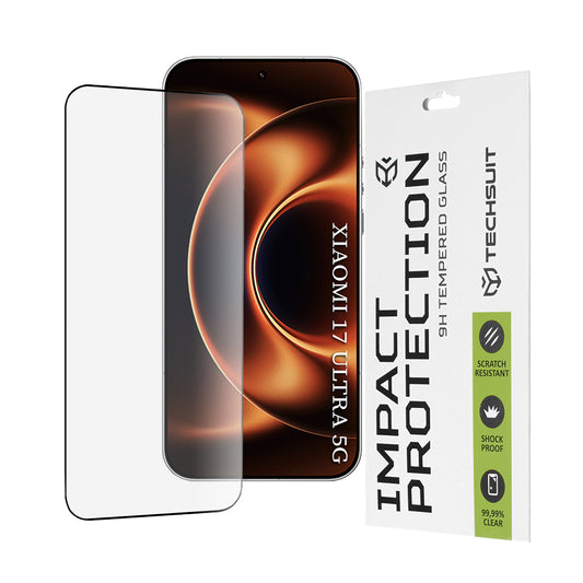 Techsuit Screen Protector for Xiaomi 17 Ultra, Tempered Glass, Full Glue, 111D, Black
