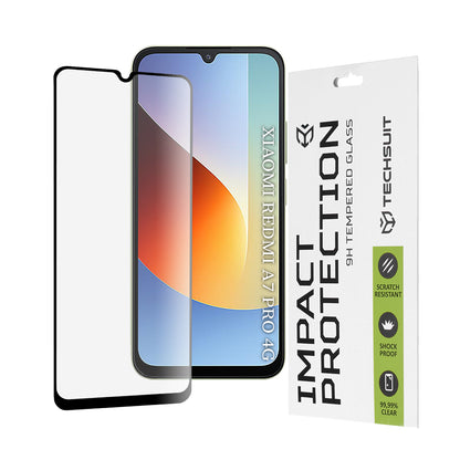Techsuit Screen Protector Film for Xiaomi Redmi A7 Pro 4G, Tempered Glass, Full Glue, 111D, Black