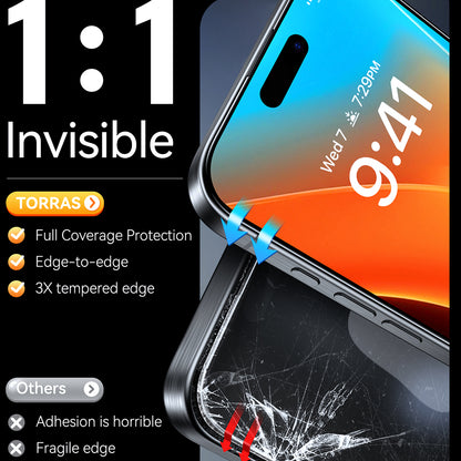 Torras GlassGo Install Master Screen Protector for Apple iPhone 16 Plus, Tempered Glass, Full Glue, Black