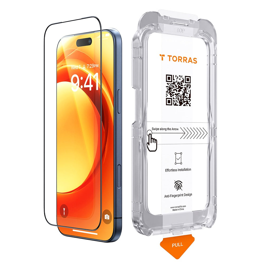 Torras HD Shield Screen Protector for Apple iPhone 18 Pro / 17 Pro, Tempered Glass, Full Glue, Black