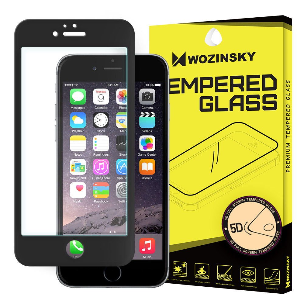 WZK Screen Protector Film for Apple iPhone SE (2022) / SE (2020) / 8, Tempered Glass, Full Glue, 5D, Black