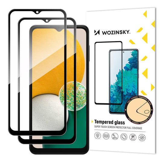 WZK Screen Protector for Samsung Galaxy A13 5G A136, Tempered Glass, Full Glue, Set 2 pieces, Black