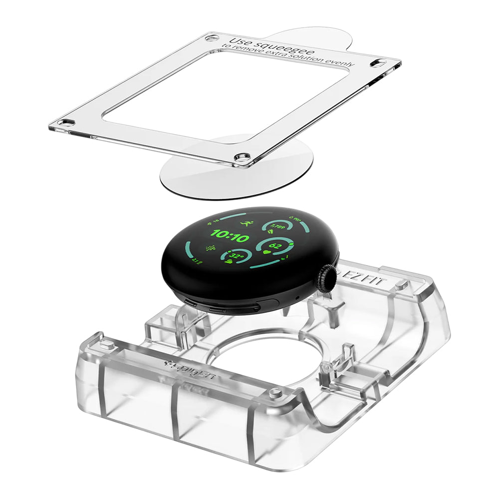 Spigen Elite Shield EZ FIT Screen Protector for Google Pixel Watch 41mm Series, Set of 2, Tempered Glass, Transparent AFL08524