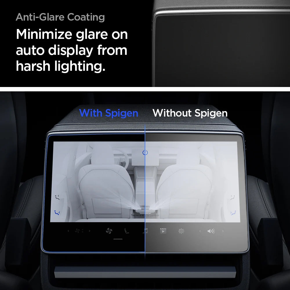 Spigen GlastR Slim Anti-Glare Screen Protector for Tesla Y Navigation (2026 / 2025) / 3 (2026 / 2025 / 2024), Tempered Glass AGL07586