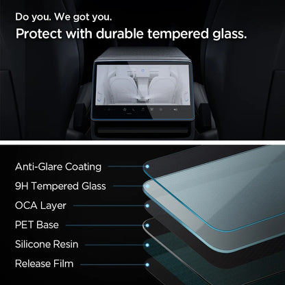 Spigen GlastR Slim Anti-Glare Screen Protector for Tesla Y Navigation (2026 / 2025) / 3 (2026 / 2025 / 2024), Tempered Glass AGL07586