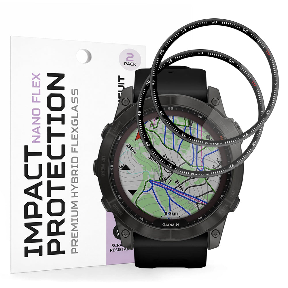 Techsuit Nano Flex Protection Film for Garmin Fenix 7X, Set of 2 pieces, Plastic, Black
