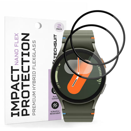 Techsuit Nano Flex Protection Film for Samsung Galaxy Watch7 40mm, Set of 2 pieces, Plastic, Black