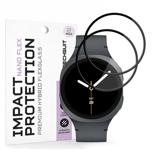 Techsuit Nano Flex Protection Film for Samsung Galaxy Watch8 40mm, Set of 2 pieces, Plastic, Black