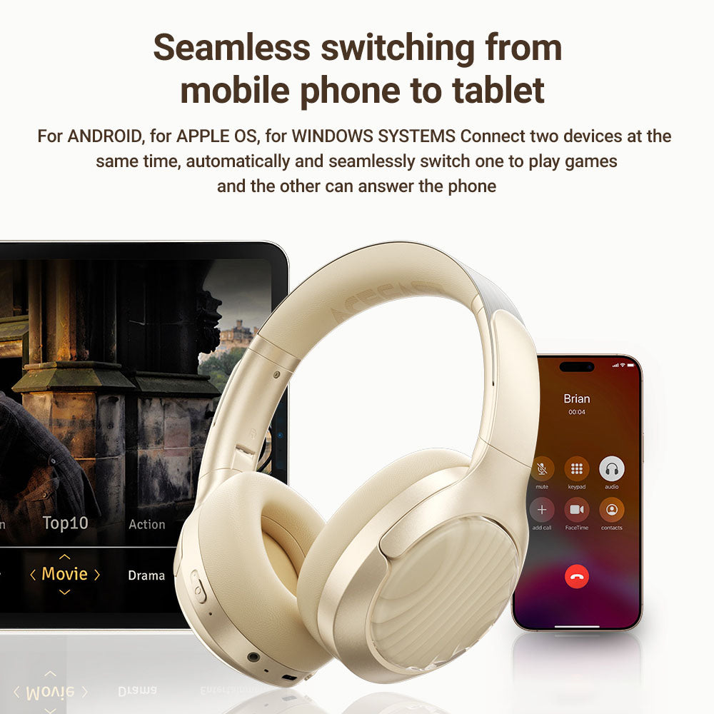 Handsfree Bluetooth Acefast H5, A2DP, ANC, White