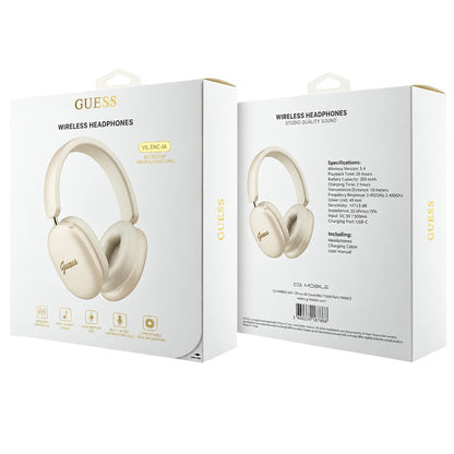 Guess Metal Script Logo Bluetooth Handsfree, A2DP, Beige