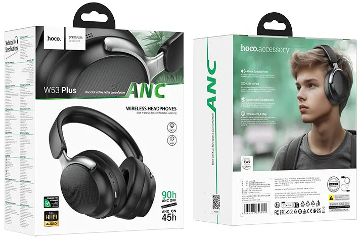 Handsfree Bluetooth HOCO W53 Plus, A2DP, ANC, Black