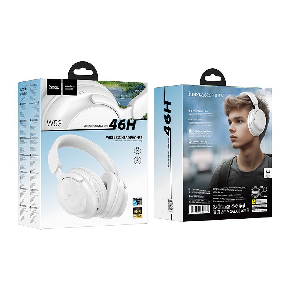 Handsfree Bluetooth HOCO W53, A2DP, White