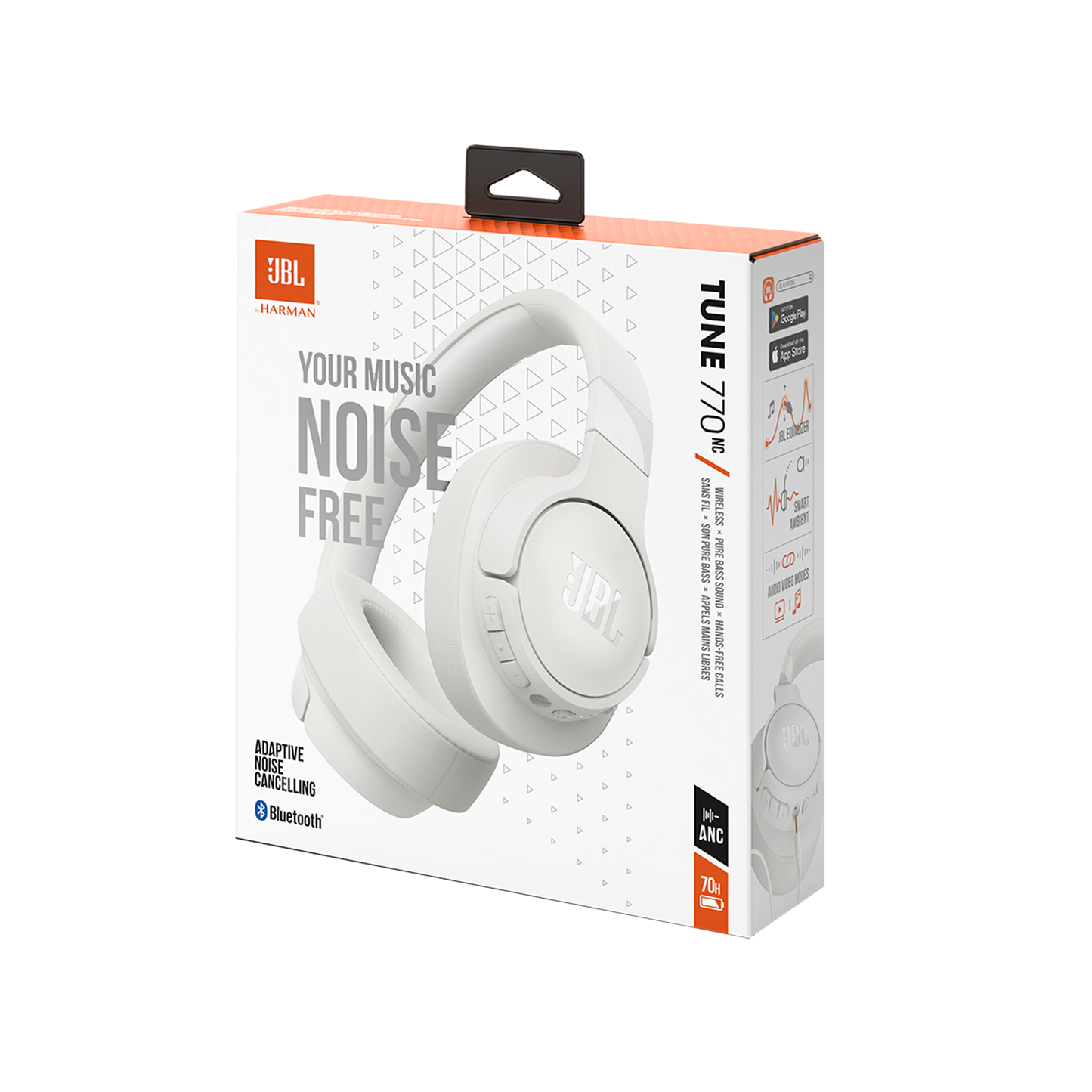 Handsfree Bluetooth JBL Tune 770NC, MultiPoint, A2DP, ANC, White JBLT770NCWHT