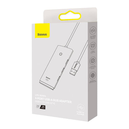 Baseus Lite USB Hub, 4 x USB-A 3.0 - 1 x USB-C, 0.25m, Black WKQXX030001 