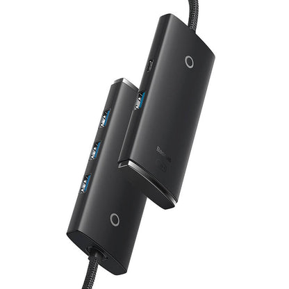 Baseus Lite USB Hub, 4 x USB-A 3.0 - 1 x USB-C, 0.25m, Black WKQXX030001 