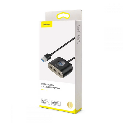 Baseus Square USB Hub, 1 x USB-A 3.0 - 3 x USB-A, Black CAHUB-AY01