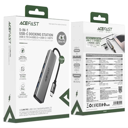 Acefast J16 USB-C Hub, 5-in-1, Gray
