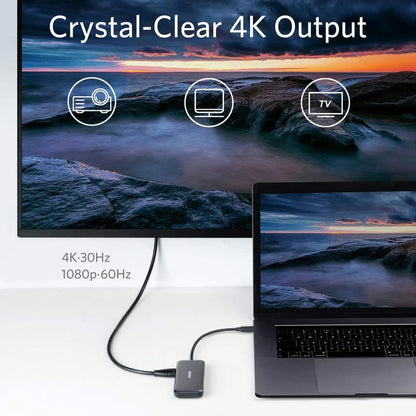 Anker USB-C Hub, 2 x USB-A 3.0 - 1 x HDMI - 1 x SD - 1 x microSD, Black A8334HA1