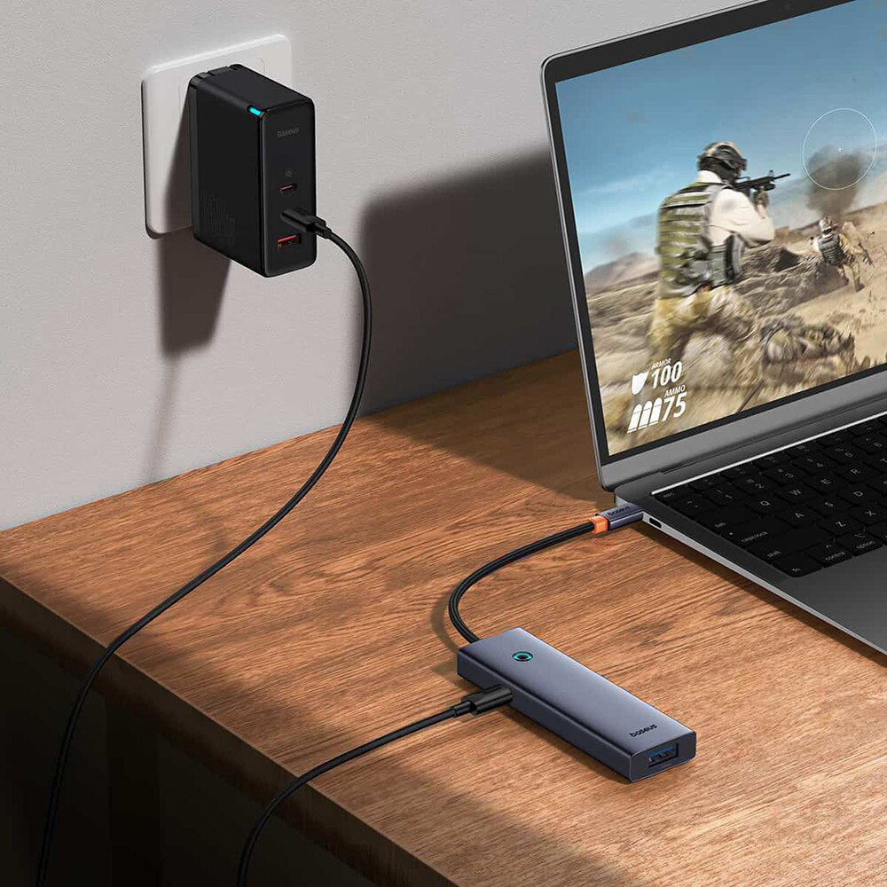 Baseus UltraJoy USB-C Hub, 4 x USB-A 3.0 - 1 x USB-C, Gray B00052801811-01